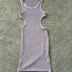 Ribbed Cutout Bodycon Dress - Dusty Lavender